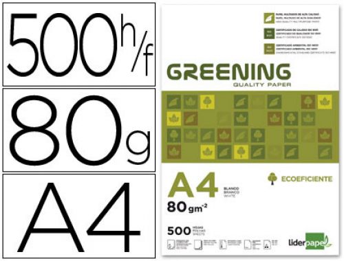 Papel fotocopia greening din a4 80 gr embalagem de 500 folhas ,  , 29591 , 8423473295919